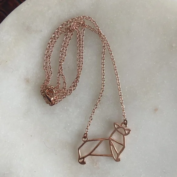 Rosa Vila Rose Gold Tone Origami Corgi Necklace - Picture 3 of 5